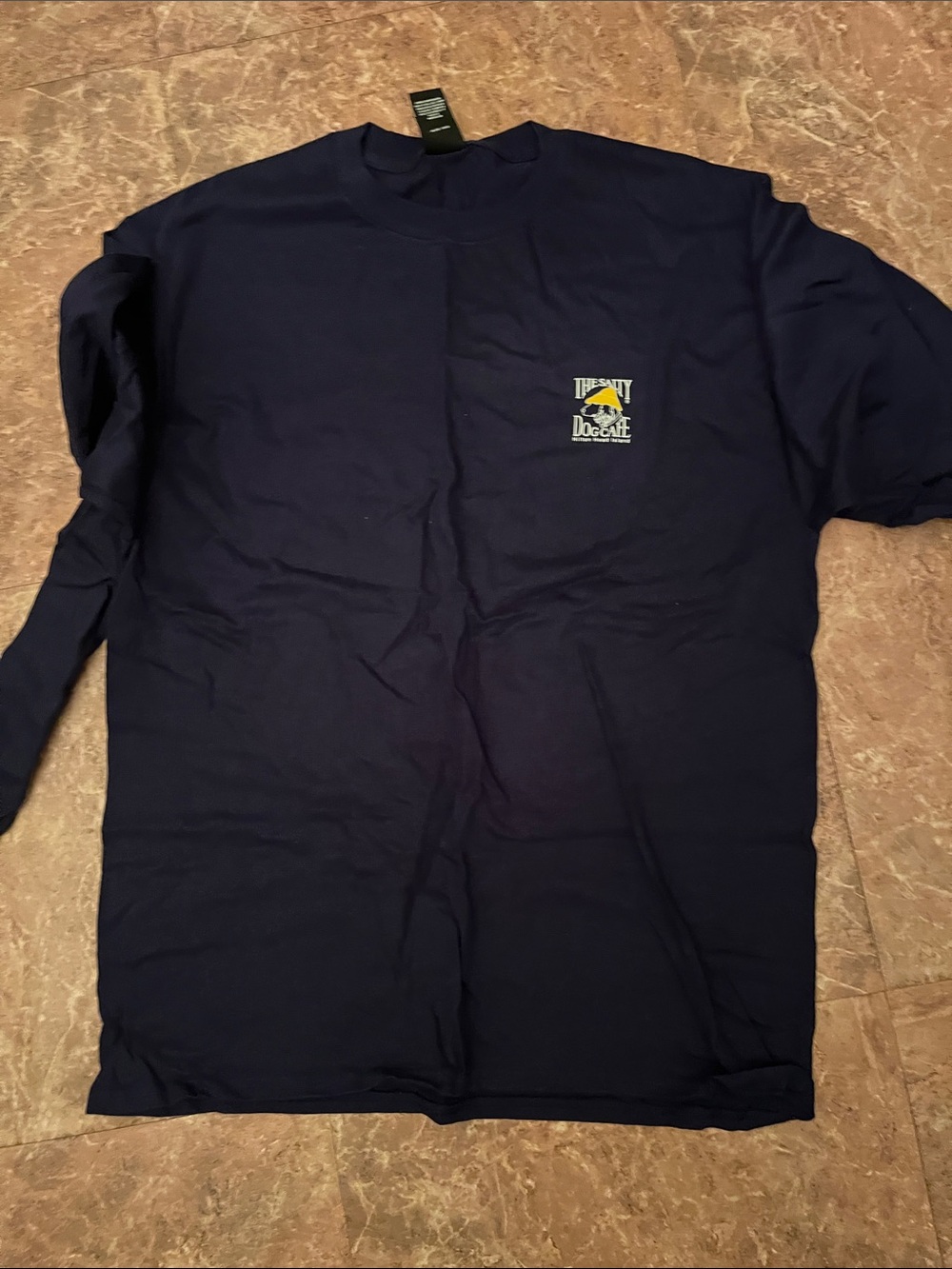 Hanes Navy Long Sleeve Tee with Small Chest Logo